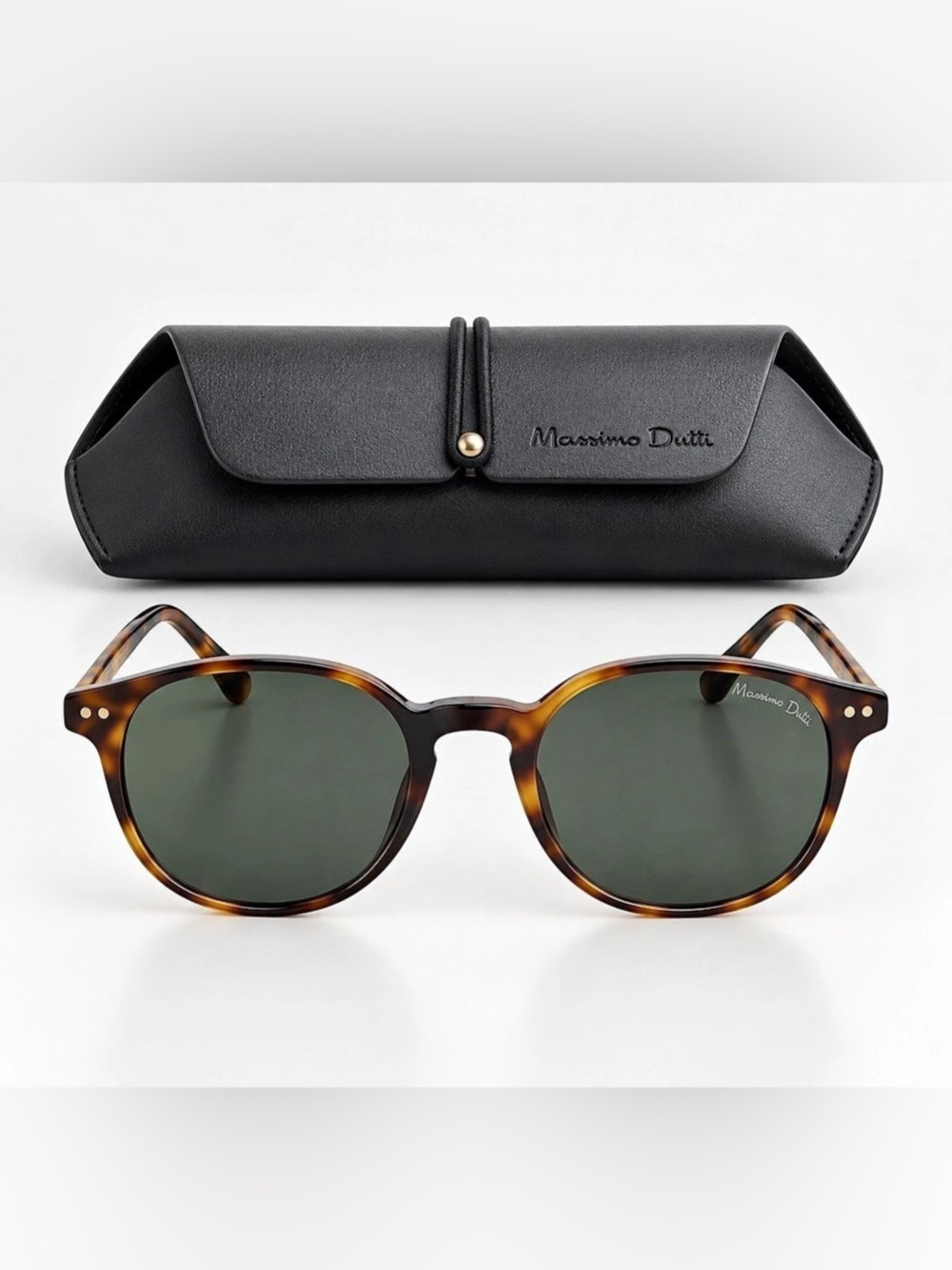 Massimo Dutti Tortoise Round Polarized Sunglasses 100% UV w/ Case